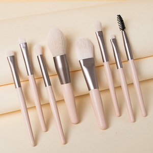 Yüksek kalite 8 adet çanta ile makyaj fırçaları 4 renk Mini özel ambalaj plastik yumuşak saplı makyaj fırçası seti özel etiket - Product Image 2