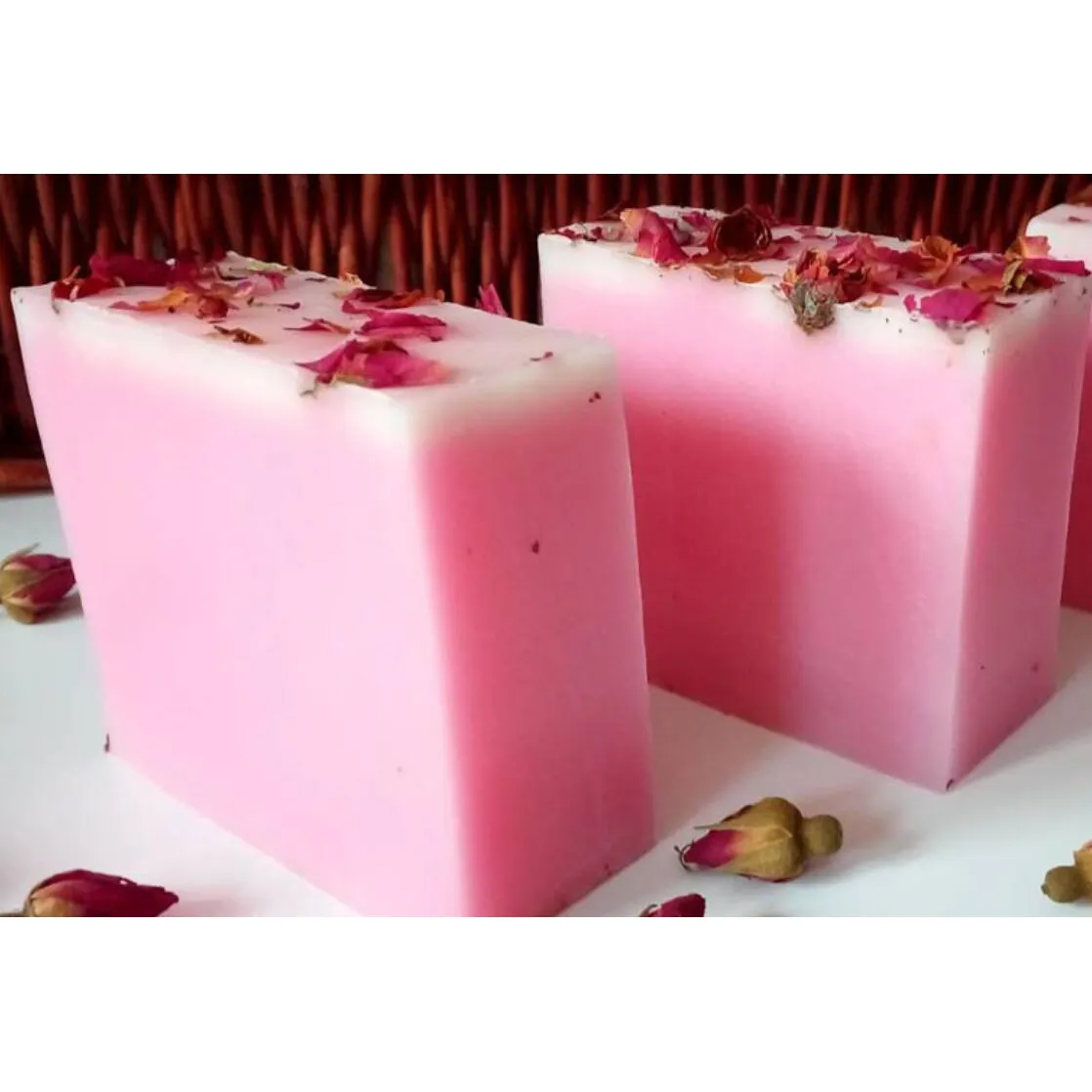 Jabón de rosas hecho a mano para blanquear la piel, proceso frío Natural, hecho a mano