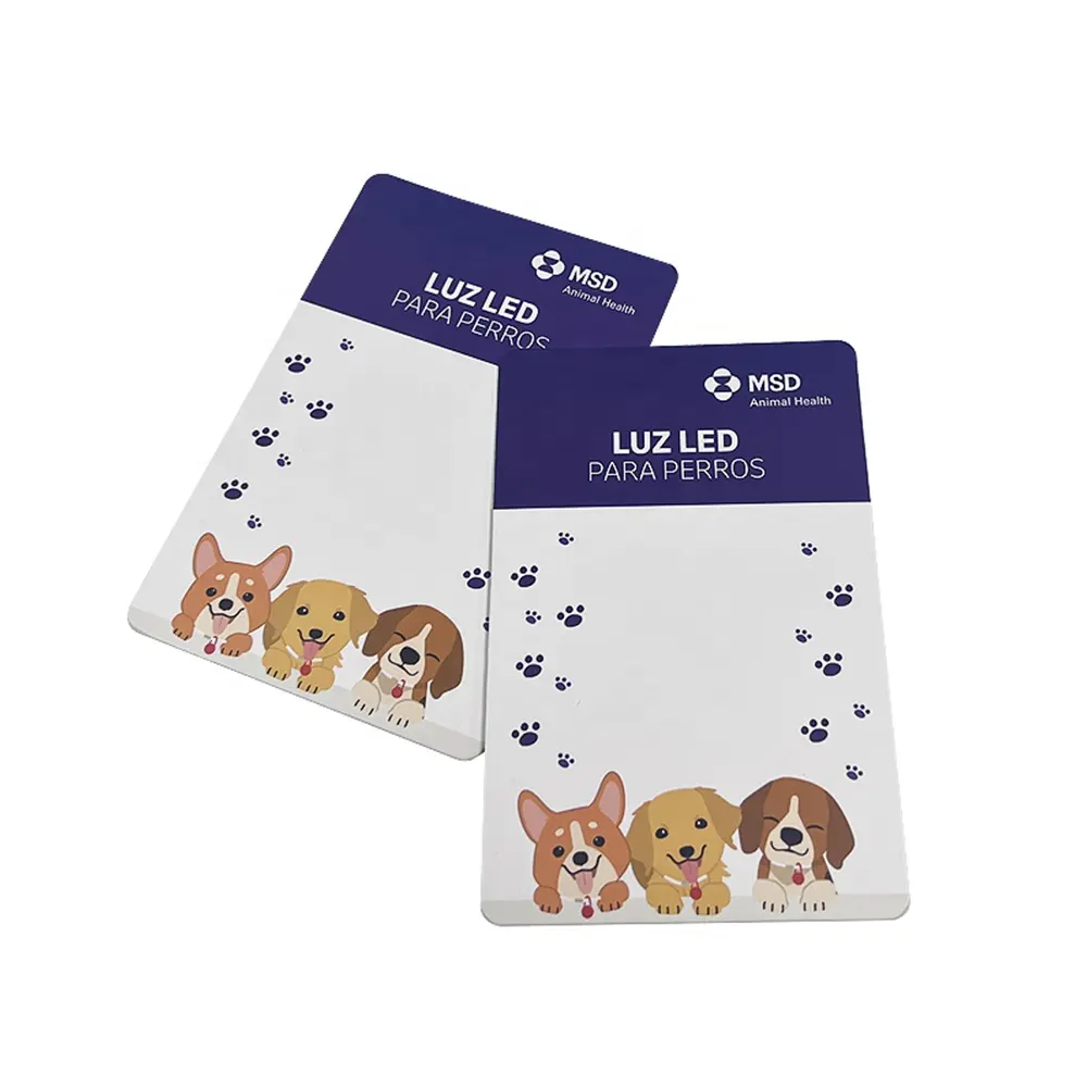 Evcil hayvan ürünleri için özel benzersiz tasarım çift yüz baskı kağıt Hangtag evcil hayvan dükkanı için salıncak etiketleri