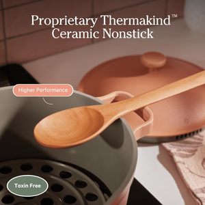 5.5 Qt. Yapışmaz seramik sos tavası kapaklı | Stovetop ve fırın PTFE ve PFOA içermeyen çok yönlü tencere | Mavi tuz - Product Image 4