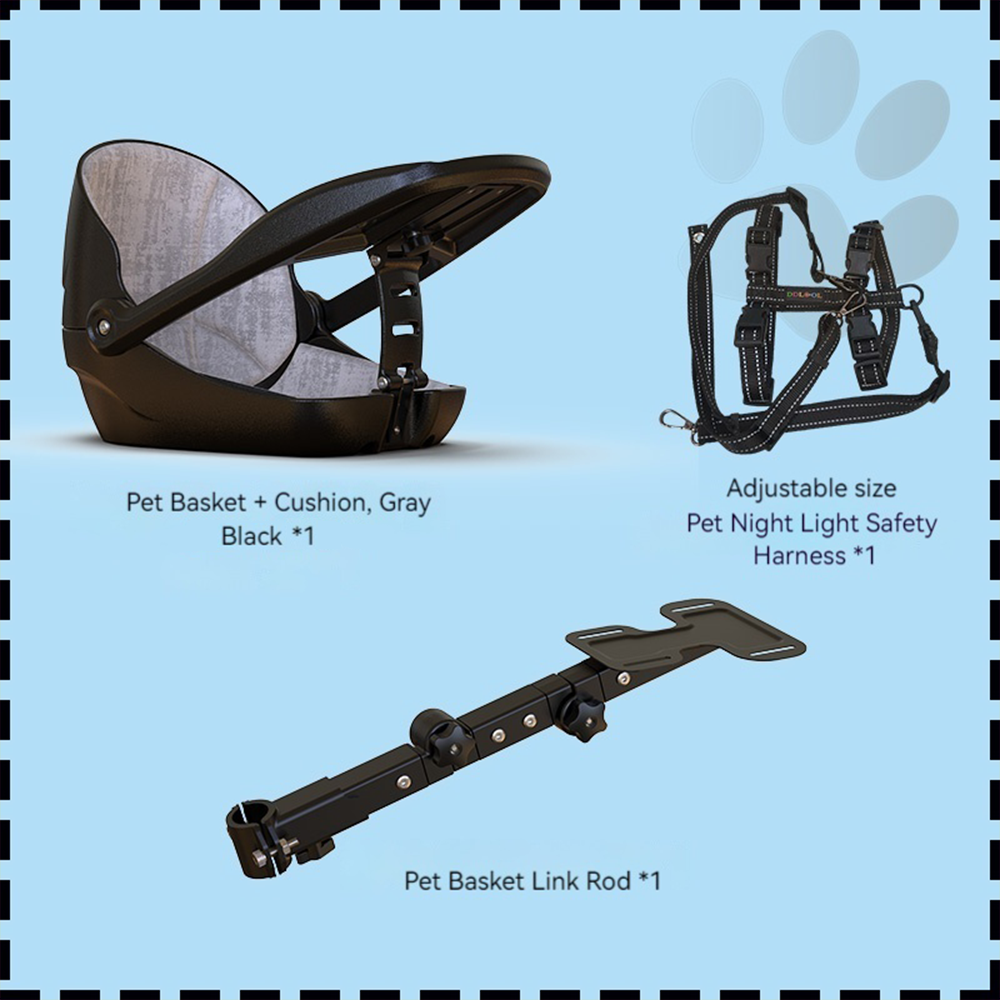 black pet basket+ gray seat cushion