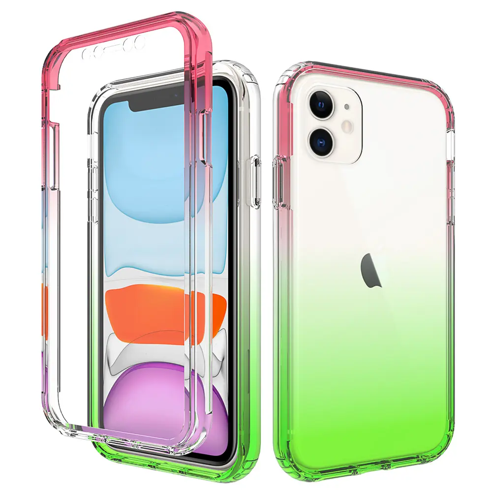 रंगीन स्पष्ट shockproof फोन के मामले में TPU और हार्ड एक्रिलिक पारदर्शी सेलफोन मामले के लिए iphone 11 रंगीन फोन कवर