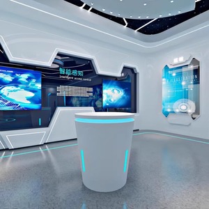 Shaped Science Technology Sense Sample Products Cabinet Creative Circular <strong>Center</strong> Island for Booth Exhibition Hall Customization - Product Image 6