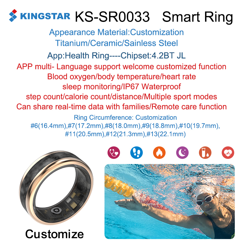 KINGSTAR-SR0033-AI anillo inteligente para salud, sueño y fitness