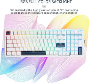 Teclado RGB de ordenador multifuncional blanco Hexgears E4 Pro con interruptor Kailh - Product Image 4