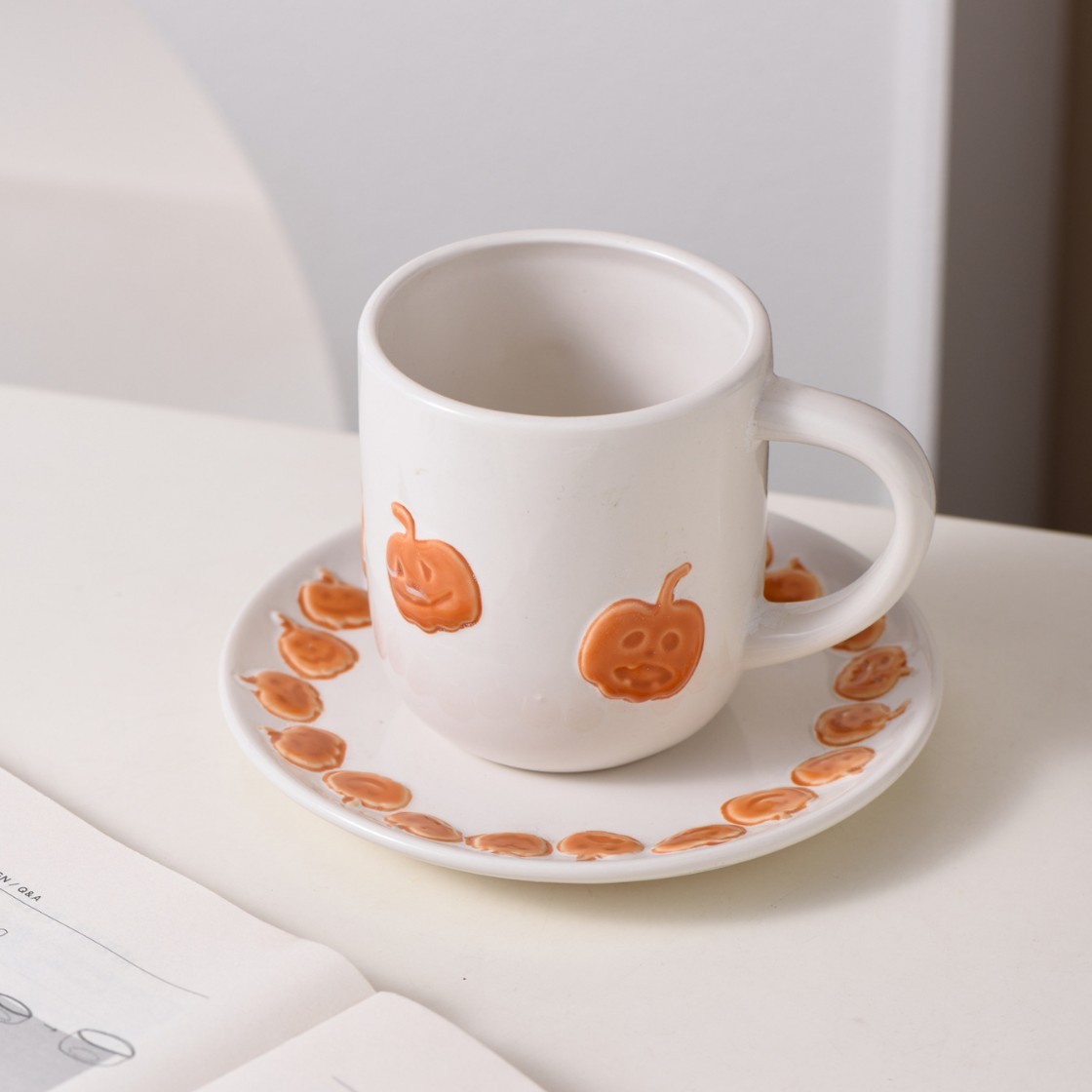 White pumpkin cup + saucer