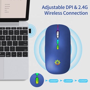 Ultra sottile 1600DPI luce LED Wireless ricaricabile Mini Mouse per Computer portatili 2.4G BT interfaccia programmabile USB silenzioso - Product Image 3
