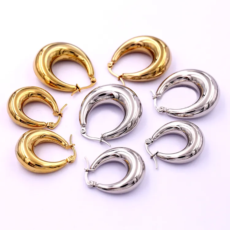 fashion silver gold plated metal customize joyas mayor huggie hoop earrings plated gold