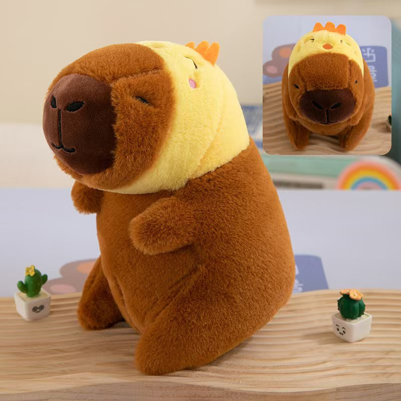 Capybara tête de poulet jaune
