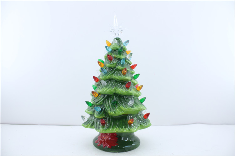 Hot sale LED Christmas decoration statue ceramic cactus ornament handmade mold gifts & crafts for sculptures home decoration