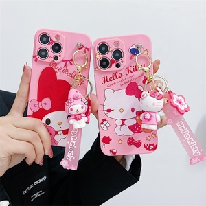 Novo design dos desenhos animados hellokitty <span class=keywords><strong>My</strong></span> Melody com pingente caixa de telefone para iphone 11 12 13 14 15 16 promax anti-queda acessórios do telefone