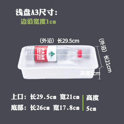 Plat peu profond A3, 29,5 cm de long, 21 cm de large, 5 cm de haut