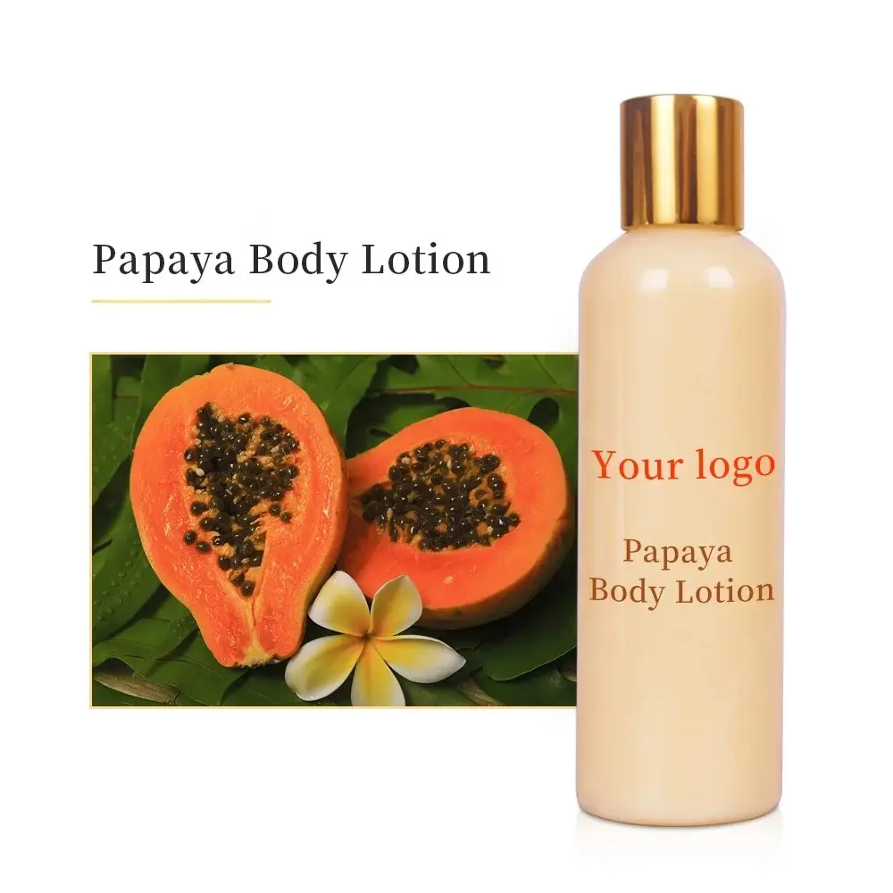 Özel etiket organik kadınlar Vegan cilt beyazlatıcı krem limon Papaya Anti-age cilt beyazlatıcı vücut losyonu