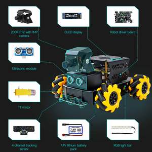 Yahboom 4WD Raspbot V2 AI Robot araç kiti yeni başlayanlar için ahududu Pi 5 dayalı eğitici oyuncak ROS2-Humble Python programlama seti