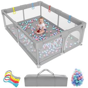 Bebek oyun parkı, bebek çit hayvan kafesi kapalı ve açık, yumuşak nefes örgü ile, bebekler için hiçbir boşluk oyun parkı, gri - Product Image 1