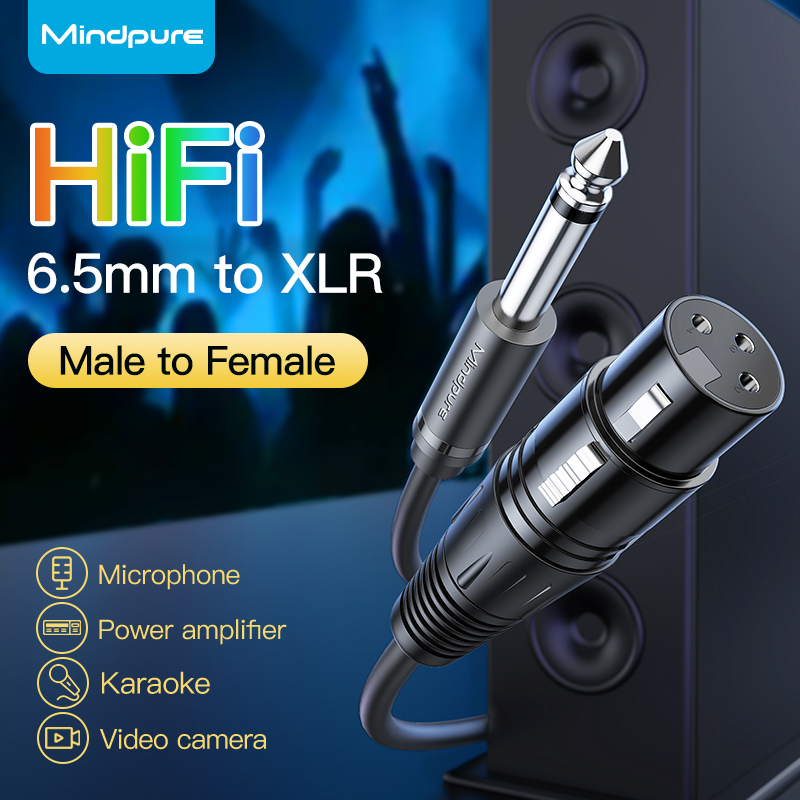 Câble audio noir 6,5 mm vers XLR mâle vers femelle
