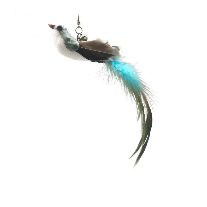 Hot Selling Verwisselbare Hoofd Simulatie Vogel Interactieve Kat Speelgoed Grappige Veer