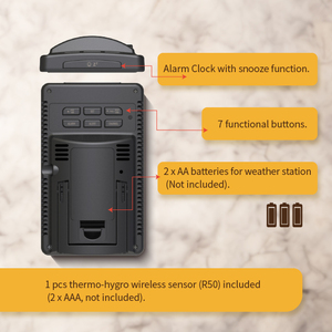Weather Forecaster Reloj digital multifuncional Temperatura y humedad equipado con sensores para estaciones meteorológicas domésticas - Product Image 4