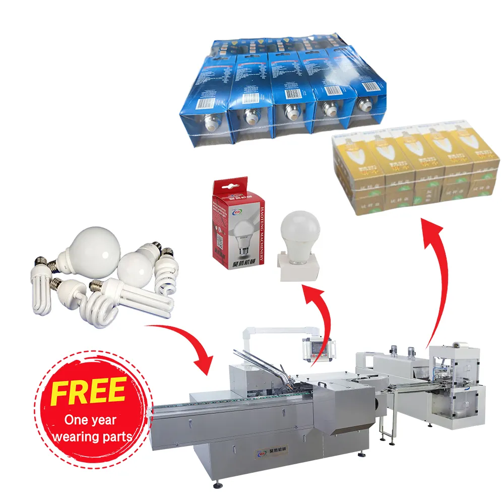 Horizontal Led Light Bulb Cartoning Packaging Machine With heat shrink wrapping
