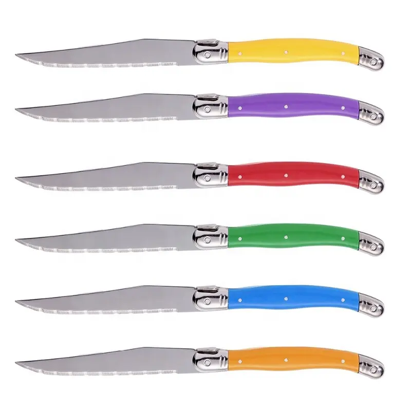 Высококачественный нож Laguiole из нержавеющей стали ABS с цветной ручкой, набор столовых приборов, нож для стейка