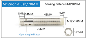 Sensor de posición M12 DC PNP Sensor de interruptor de proximidad inductivo con tipo de conector M12 - Product Image 4