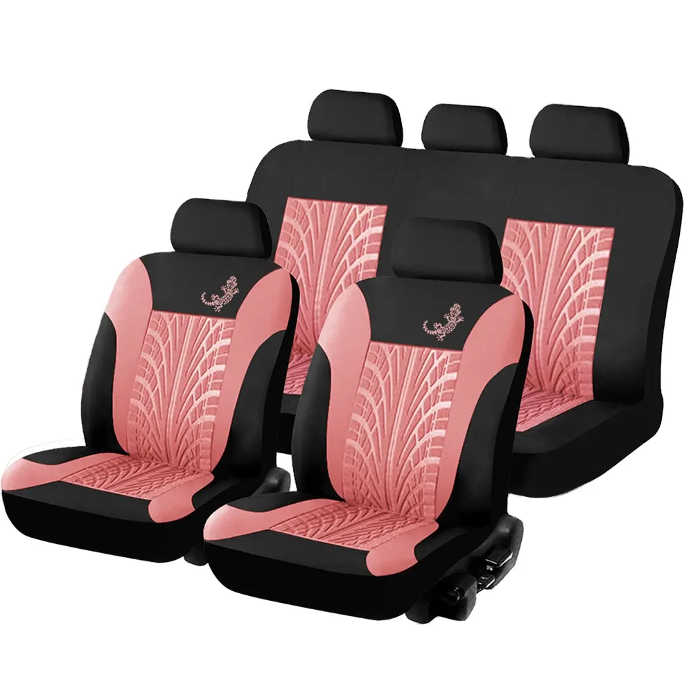 Vente en gros de chenilles de pneus personnalisées antidérapantes universelles, housse de siège de voiture en tissu polyester, ensemble complet, housse de siège de voiture