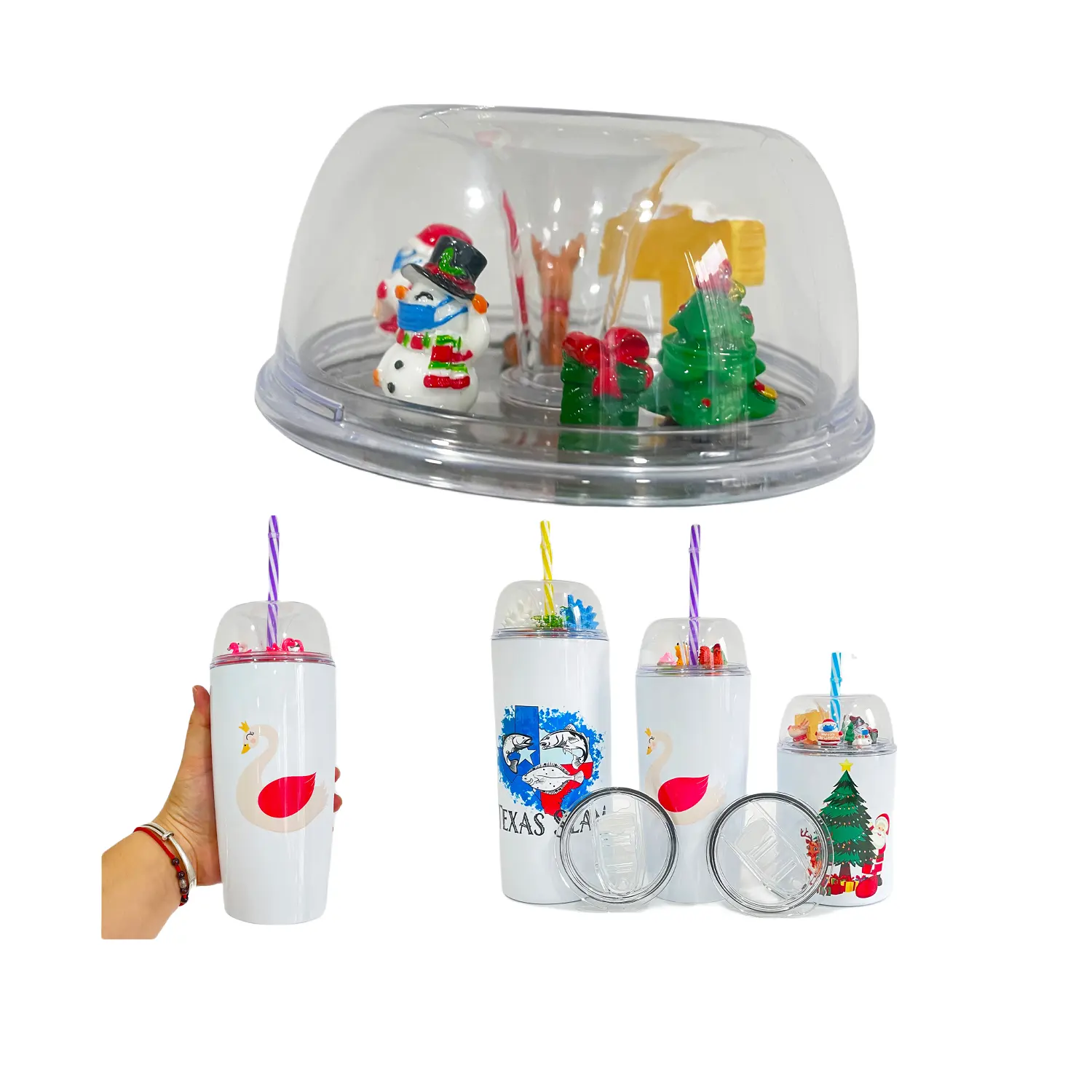 USA warehouse 2023 Newest Christmas gift 10oz/20oz/22oz blank sublimation tumblers with DIY dome lid and slide lids