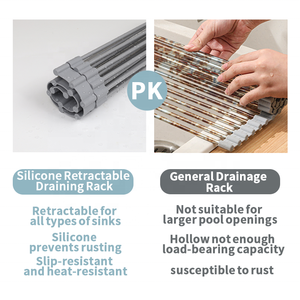 Expandable Roll up <strong>Dish</strong> Drying <strong>Rack</strong> for Kitchen Adjustable Foldable Silicone Wrapped Large Over the Sink Roll up <strong>Dish</strong> Drainer