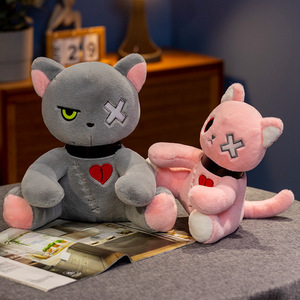 カスタムダークシリーズ猫ぬいぐるみぬいぐるみふわふわダークかわいい深刻な猫ハロウィーンぬいぐるみキッズおもちゃ