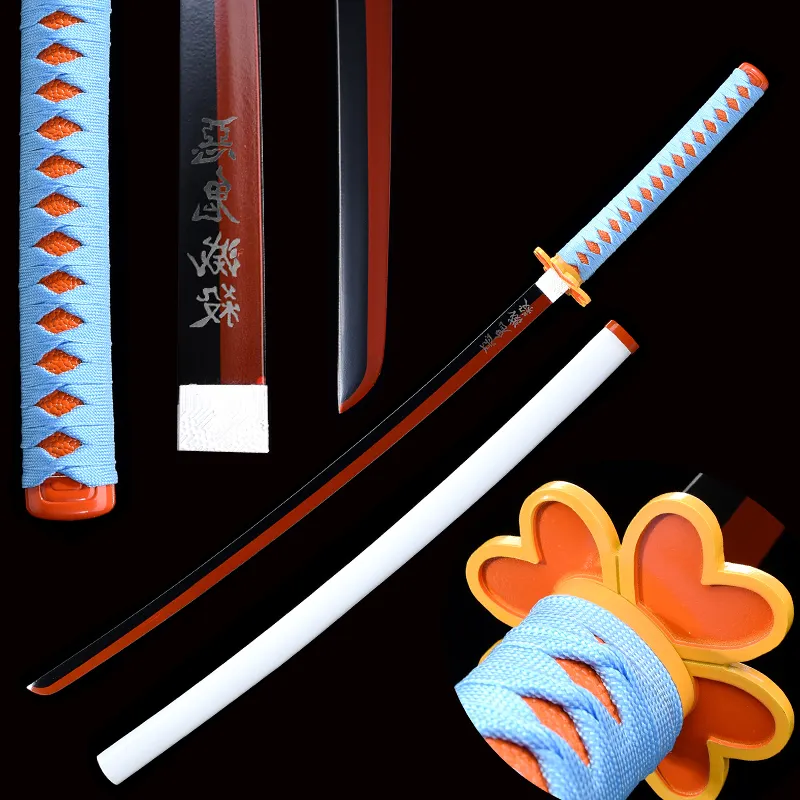 Katana kılıç popüler Anime şeytan Slayer Kanroji Mitsuri ahşap bıçak kılıç Cosplay için
