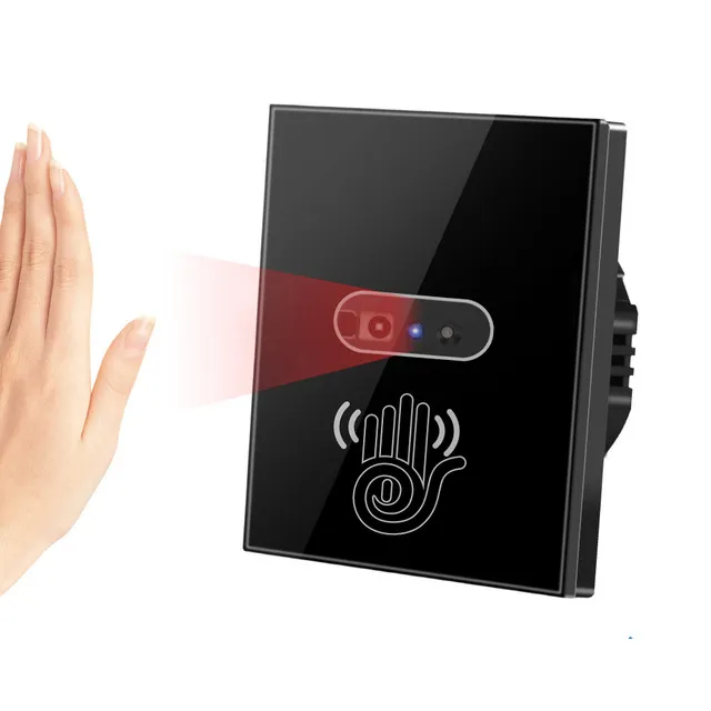 Interruptor de parede inteligente, luz infravermelha sensor não precisa touch screen de vidro painel on-off eua 110v 220v 10a infravermelho energia elétrica