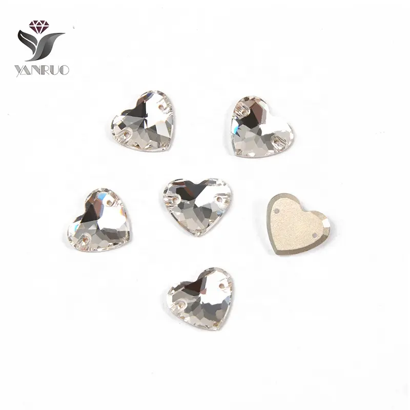 YANRUO-Bikini Strass de corazón con piedras de cristal, traje de baño con diamantes de imitación para coser, sujetador, 3259