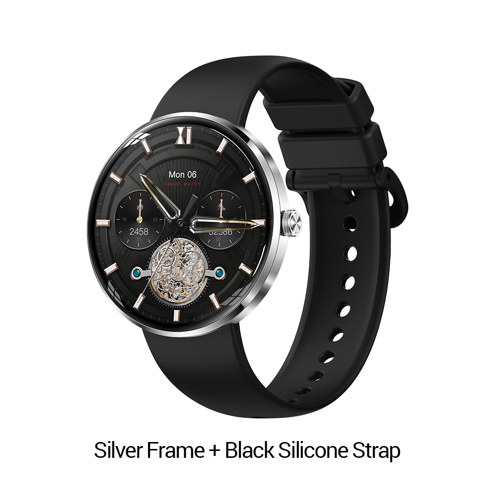 Silver Frame + Black Silicone Strap