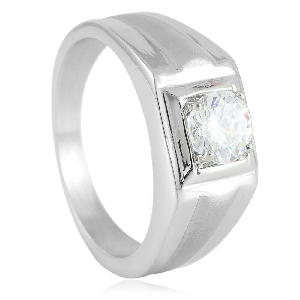 Steel-set white sapphire
