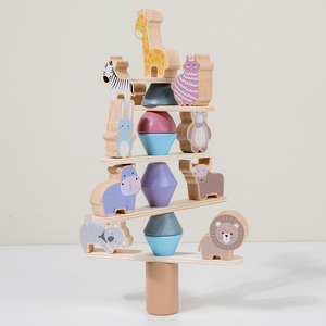 Balance <strong>Building</strong> Stacker <strong>Blocks</strong> 3d Carton Animal <strong>Pattern</strong> Wooden Teething Colorful Teethers Baby Stacking Toys - Product Image 2