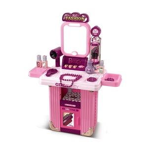 3 in 1 okulöncesi oyuncak kuaför kiti Dresser tekerlekli çanta Unisex makyaj kızlar çocuklar için oyuncaklar oyna Pretend çocuk oyuncakları