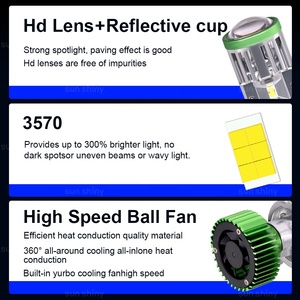 Sunshiny LEDプロジェクターH4ミニレンズY4 LEDヘッドライト電球80w 8000LM LEDプロジェクターヘッドライトミニバイLEDレンズ - Product Image 3