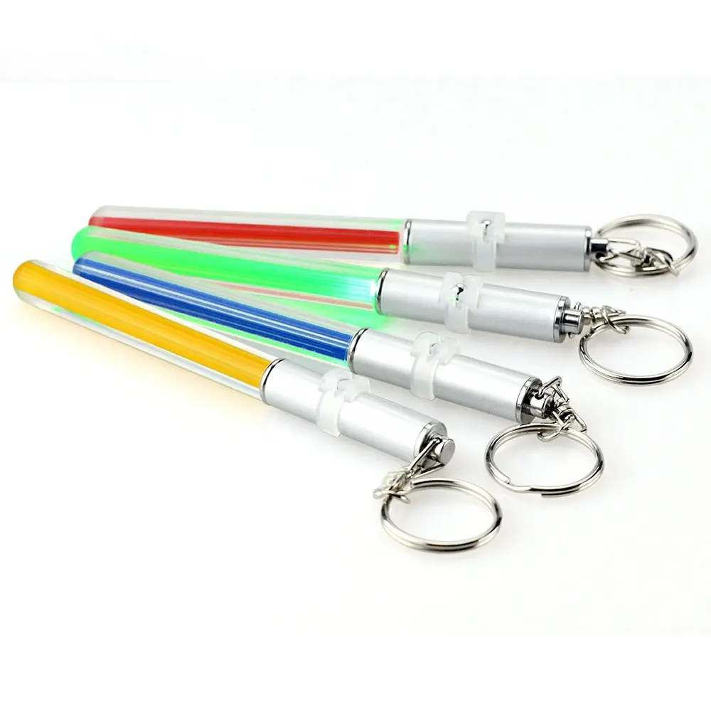 Trasparenza di Plastica In Bianco Acrilico Mini Light Stick Catena Chiave Variopinta Led Keychain Con La Luce del Led