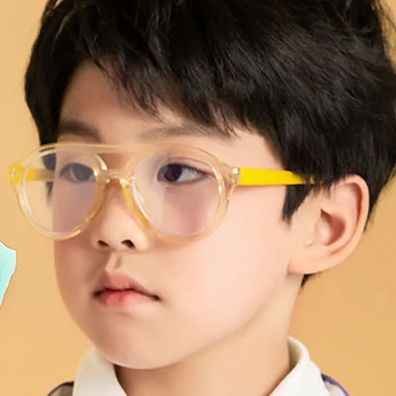 Óculos redondos Anti-azul Luz Plano de Silicone para Crianças Moda Meninas e Meninos 3-12 Anos de Idade Quadro Oval
