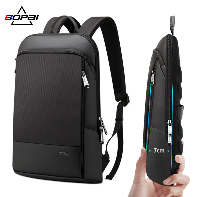 Bopai BSCI Ransel Laptop Pria, Ransel Laptop Ramping Anti Maling, Ransel Troli Tipis 15 Inci Ringan Kustom untuk Bisnis dan Kuliah