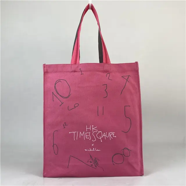 Einfache Frau Baumwolle benutzer definierte Einkaufstasche Druck einfache Leinwand Frauen schwere Leinwand Einkaufstasche mit Frauen Taschen riesige Einkaufstaschen rosa
