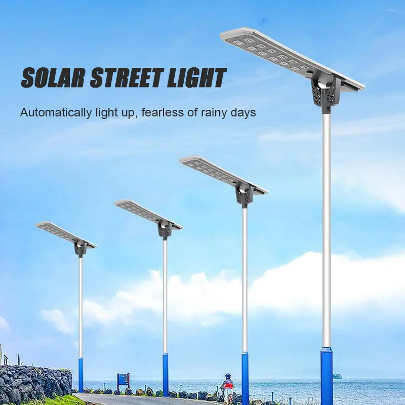 Lampu Jalan tenaga surya, lampu jalan tenaga surya aluminium bertenaga tinggi tahan air IP65 luar ruangan 200W 300W 400W 500W terintegrasi semua dalam satu LED lampu jalan tenaga surya