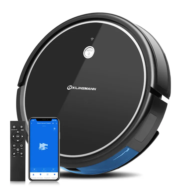 Klinsmann New Design 1800Pa Strong Suction Automatic Intelligent Robot Vacuum Cleaner With 350Ml Dustbin Box