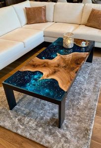 Morden Sang Trọng Phòng Ăn Bảng Tự Nhiên Bền Vững Gỗ Óc Chó Với Nhựa Epoxy Nghệ Thuật Sông Thiết Kế Cho Nhà Khách Sạn Đồ Nội Thất - Product Image 3