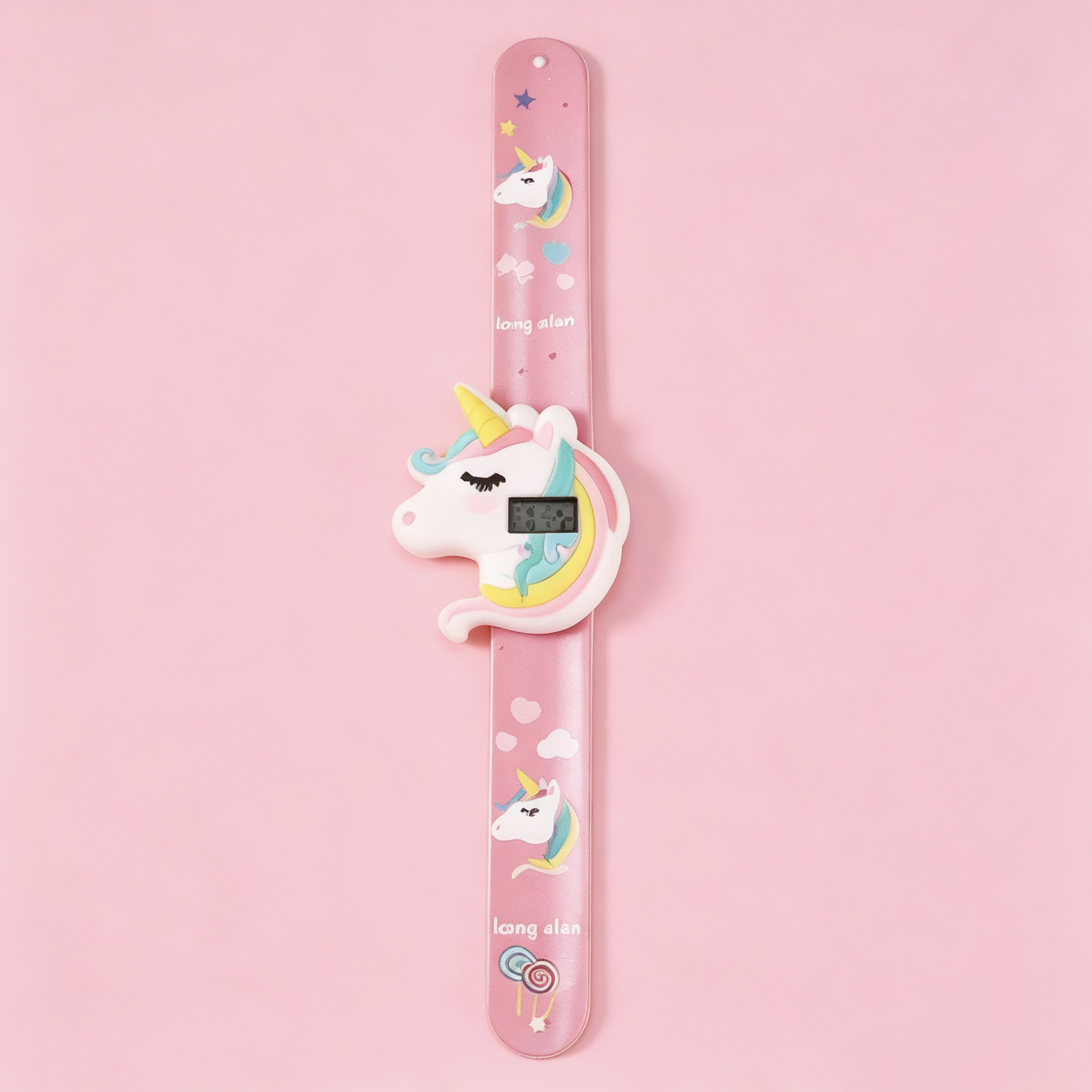 Pink strap with unicorn pattern