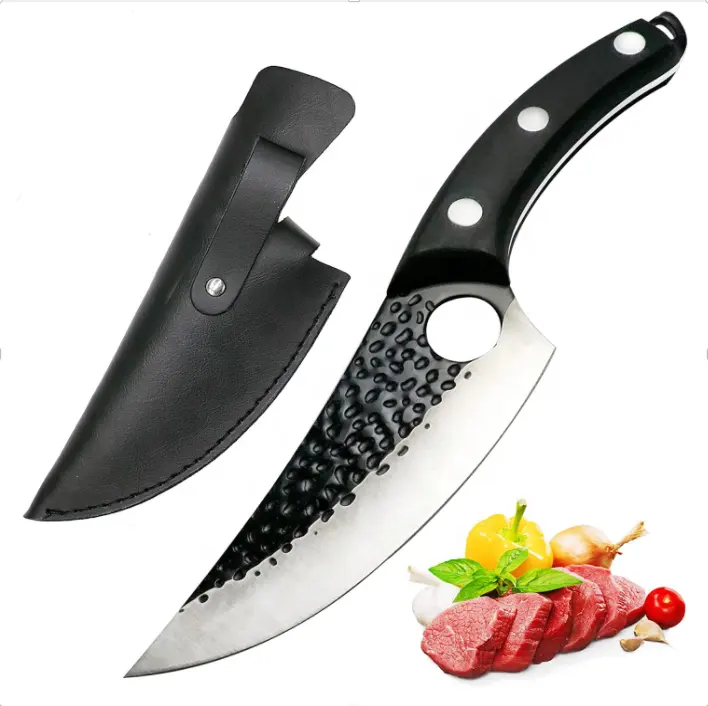 Coltello vichingo da 6 pollici forgiato a mano coltelli da filetto da pesca per Chef all'aperto coltello da cucina serbo con fodero