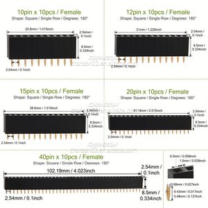 Foro passante singola fila femmina 2 3 4 5 6 10 12 15 20 40 Pin placcato oro 2.54mm Pitch Pinheader connettore per Pcb - Product Image 5