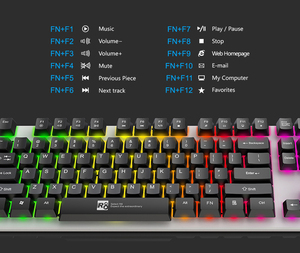 R8 OEM USB Waterproof RGB Wired <strong>Computer</strong> Gaming LED <strong>Keyboard</strong> and Mouse Combo - Product Image 1