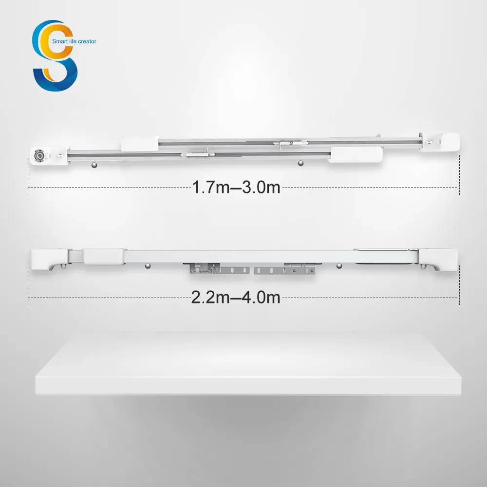 รางม่านไฟฟ้าแบบใช้มอเตอร์ชุดรางม่านอลูมิเนียม3รางยืดได้ยาว1.7เมตร-4เมตร