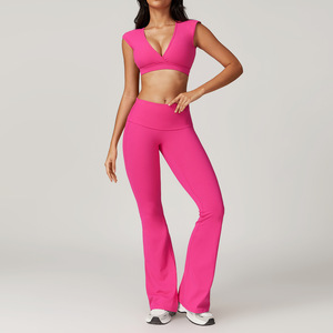 High School Girls Usa Xxx Sexy Ladies <strong>Yoga</strong> Sets Pink Brown <strong>Yoga</strong> Set Top and Pant - Product Image 4